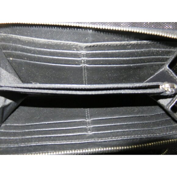 Coach Black Pebbled Leather Double Zip Around Accordion Continental Long Wallet - Picture 7 of 11